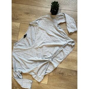 Urban Outfitters Light Gray Knot-Front Long Sleeve Top